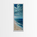 Oversized Tall and Narrow Ocean Landscape Wall Art, Canvas Painting Framed and Printed, Vertical Wall Art for Office, Modern Wall Art Print