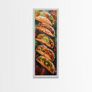 Taco Painting Framed and Printed on Canvas, Colorful Kitchen Wall Art, Mexican Inspired Food Art, Large Narrow Wall Art, Kitchen Decor
