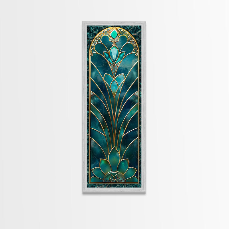 Art Deco Stained Glass Print, Framed Canvas, Wood Frame Wall Art, Retro Style Decor, Roaring 20s Inspired Wall Art