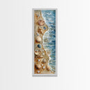 Seashells and Starfish Beach Art - Framed Canvas Print, Skinny Tall Art, Coastal Wall Art, Living Room Decor, Bedroom Art, Seashell Painting