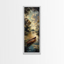 Antique Canoe Framed Canvas Print, lake House Decor, Lake Life Wall Art, Tall Wall Art For Small Spaces
