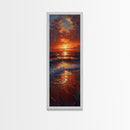 Reflective Lake Sunset Peaceful Nature Scene Farmhouse Bedroom Art Framed Canvas Print Tall Art Japanese Style Art