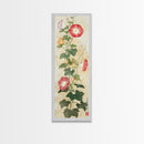 Vibrant Morning Glories Bloom Skinny Art Tall Art Japanese Ukiyo-e Inspired Floral Print Framed Canvas Wall Art