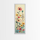 Bright Field of Wildflowers Skinny Art Tall Art Japanese Ukiyo-e Inspired Floral Print Framed Canvas Wall Art