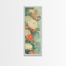 Skinny Art of Chrysanthemums in Soft Pastels with Intricate Petal Design on Framed Canvas Print