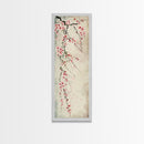 Cherry Blossoms, Full Bloom, Japanese Art, Skinny Art, Tall Art, Framed Canvas Print, Ukiyo-e Style