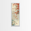 Autumn Maple Leaves in Japanese Garden Ukiyo-e Style Art Skinny Framed Canvas Print with Subtle Color Palette