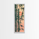 Framed Canvas Print Of Bamboo Stalks And Red Sun, Traditional Japanese Style Wall Art Ready To Hang For Asian Inspired Decor