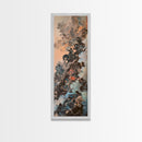 Warriors In A Dynamic Battle Scene With A Dramatic Sky And Fiery Background, Tall Skinny Art Wall Art Framed Canvas Print Japanese Style Art