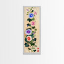 Morning Glories On Wooden Background Ukiyo-e Wall Art Framed Canvas Print Japanese Style Skinny Art Wood Block Print Tall Art