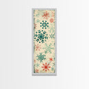 Snowflakes in Varied Sizes and Shapes Scattered on a Beige Canvas with a Distressed Texture Ukiyo-e Art Japanese Framed Canvas Print Skinny Tall Art