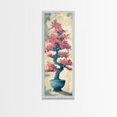 Maple Bonsai Tree In Pot With Soft Pastel Background Tall Art Ukiyo-e Art Framed Canvas Print