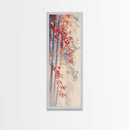 Graceful Bamboo Stalks And Red Leaves In Gentle Wind Ukiyo-e Tall Skinny Wood Block Framed Canvas Print Japanese Style Art