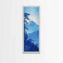 Skinny Art Tall Art Framed Canvas Print Japanese Style Art Blue Mount Fuji Forest Wood Block Print Ukiyo-e Feng Shui Wall Art