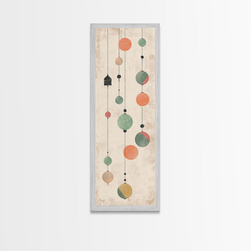 Abstract Hanging Lanterns On A Rustic Background â€“ Framed Canvas Print With Skinny Art And Tall Art In Ukiyo-E Art And Japanese Style Art