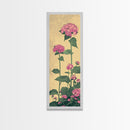 Pink Hydrangea Flowers In Bloom - Skinny Art Tall Art Framed Canvas Print Japanese Style Art Ukiyo-e Art