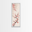 Cherry Blossom Branches On Canvas In Japanese Ukiyo-e Style, Traditional Woodblock Print, Framed Canvas Print, Tall Skinny Japanese Wall Art, Ready To Hang