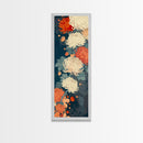 Blooming Chrysanthemums in Rich Autumn Colors - Skinny Art, Japanese Wall Decor, Framed Canvas Print, Ukiyo-e Style