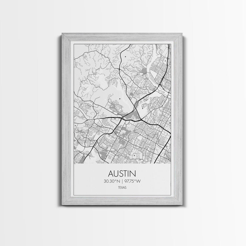 Austin Street Map, Texas Map, City Map Art, Office Wall Art, Travel DÃ©cor, Minimalist Art, Wall Art, Canvas Print, Canvas Wall Art