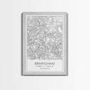 Birmingham Street Map, United Kingdom Map, City Map Art, Modern Art, Wall Art, Canvas Print, Canvas Wall Art, Aviation Gift, Classroom Decor