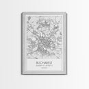 Bucharest Street Map, Romania Map, City Map Art, Modern Art, Wall Art, Canvas Print, Canvas Wall Art, Adventure Wall Art, Vacation Gift