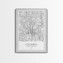 Columbus Street Map, Ohio Map, City Map Art, Minimalist Art, Wall Art, Canvas Print, Canvas Wall Art, Travel Decor, Office Wall Art