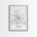 Durham Street Map, North Carolina Map, City Map Art, Minimalist Art, Wall Art, Canvas Print, Traveler Gift, Travel Wall Décor