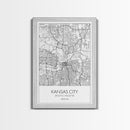 Kansas City Street Map, Missouri Map, City Map Art, Modern Wall Art, Wall Art, Canvas Print, Birthday Gift, Master Bedroom, Travel Wall Art