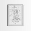 Port St Lucie Street Map, Florida Map, City Map Art, Minimalist Art, Wall Art, Canvas Print, Friend Gift, Black And White Art, Travel Décor