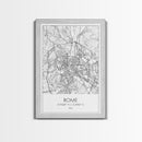 Rome Street Map, Italy Map, Europe City Map Art, Minimalist Art, Wall Art, Canvas Print, Girl Room Décor, Housewarming Gift, Travel Wall Art