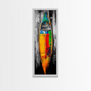 Colorful Canoe Painting Canvas Print Rustic Wall Art Nautical Decor Coastal Art Extra Wide Art Living Room Art Above Couch Art