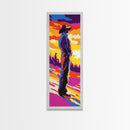 Pop Art Cowboy Framed Canvas Print Colorful Western Wall Art, Chicano Art, Bright Wall Art, Tall Skinny Art, Rustic Decor, Gift Idea
