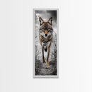 Intense Coyote Stare Framed Canvas Print | Wildlife Wall Art | Rustic Decor | Moody Art | Southwest Wall Art | Above Sofa Art | Gift Idea
