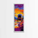 Sunset Wagon Landscape Framed Canvas Print, Rustic Wall Art, Moody Art, Southwest Wall Art, Above Couch Art, Tall Narrow Art