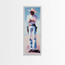Western Cowboy in White Framed Canvas Print, Rustic Wall Art, Moody Art, Southwest Wall Art, Vintage Horse Art, Extra Wide Art