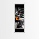 Street Musician with Guitar Framed Canvas Print | Moody Urban Wall Art | Rustic Decor | Music Art | Farmhouse Wall Art | Gift Idea