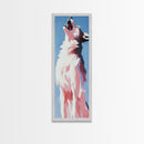 Majestic White Wolf Canvas Print moody art, minimalist art, vertical wall art, wabi sabi art, extra wide art, panoramic art, rustic wall art, wildlife painting, bedroom art, therapy art