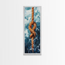 Nautical Rope Knot Painting Framed Canvas Print, Coastal Wall Art, Nautical Decor, Maritime Wall Art, Surf Wall Art, Ocean Art, Extra Wide Art, Rustic Wall Art, Moody Art, Above Couch Art, Gift Idea, Original Painting, Panoramic Art