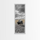 Lone Bison in Field Framed Canvas Print | Rustic Wall Art | Moody Art | Wildlife Painting | Farmhouse Decor | Southwest Wall Art | Gift Idea
