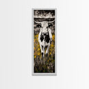 Moody Black and White Cow Canvas Print rustic wall art farmhouse decor southwest wall art bull and bear art wabi sabi wall art
