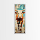 Abstract Western Bull Framed Canvas Print rustic decor farmhouse wall art southwest wall art geometric wall art gift idea for him