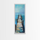 Coastal Dock Painting Framed Canvas Print coastal painting nautical wall art coastal decor seascape painting rustic wall art bedroom art