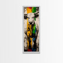 Colorful Bull Art Framed Canvas Print bull and bear art rustic decor farmhouse art southwest wall art geometric wall art extra wide art