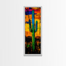 Vibrant Cactus Sunset Canvas Print, Southwest Wall Art, Desert Art, Bright Colorful Wall Art, Moody Art, Joshua Tree Art, Gift Idea, Vertical Wall Art