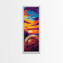 Sunset Hay Bale Framed Canvas Print pink orange wall art rustic decor countryside art barn landscape oil painting warm wall art fall decor