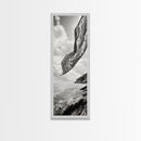 Flowing Fabric Over Ocean, Framed Canvas Print, wabi sabi art, coastal decor, boho art, minimalist art, above couch art, panoramic painting