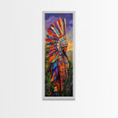 Vibrant Native Woman Framed Canvas Print Afrocentric Wall Art Bold Colorful Portrait Rustic Art Southwest Wall Art