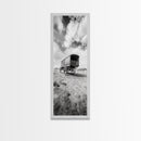 Pioneer Covered Wagon, Rustic Wall Art, Framed Canvas Print, Farmhouse Art, Western Décor, Minimalist Art, Extra Wide Art
