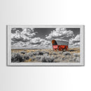 Red Covered Wagon Canvas Print | Rustic Farmhouse Art | Southwest Wall Art | Landscape Painting | Moody Art | Above Couch Art | Extra Wide Art