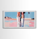 White Boots Painting, Southwest Wall Art, Country Western Aesthetic, Pink and Blue Art, Framed Canvas Print, Rustic Decor, Extra Wide Art